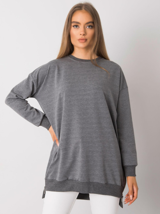 Dark Gray Melange Tunic with Zipper