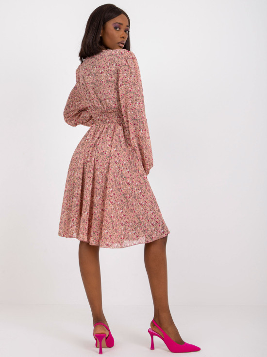 Pink Floral Midi Dress