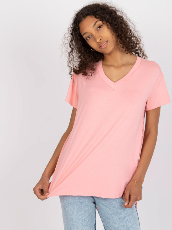 Stylish Blouse with V-Neck in Light Pink