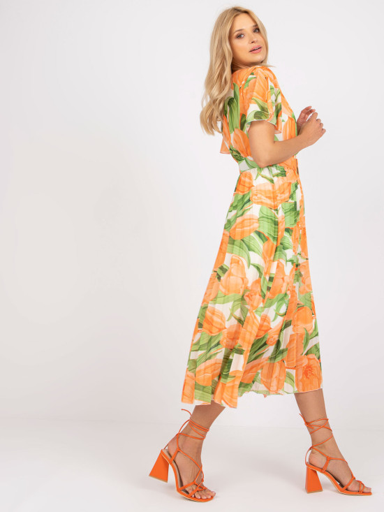 Floral Midi Dress in Orange