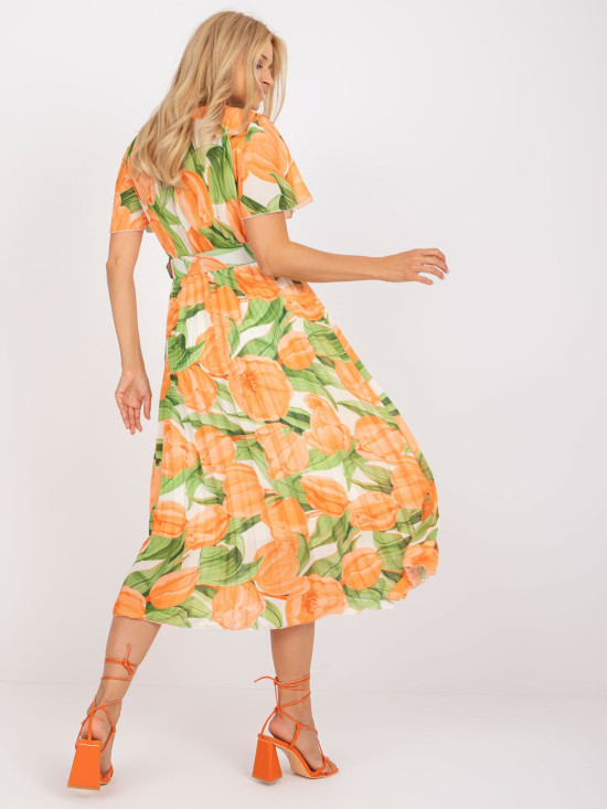 Floral Midi Dress in Orange