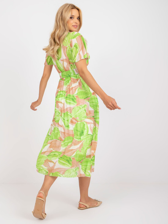 Floral Midi Dress in Light Green