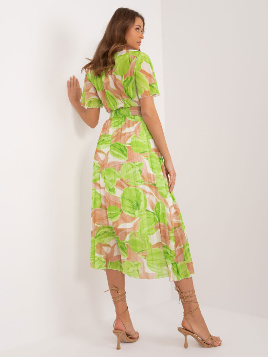 Floral Midi Dress in Light Green