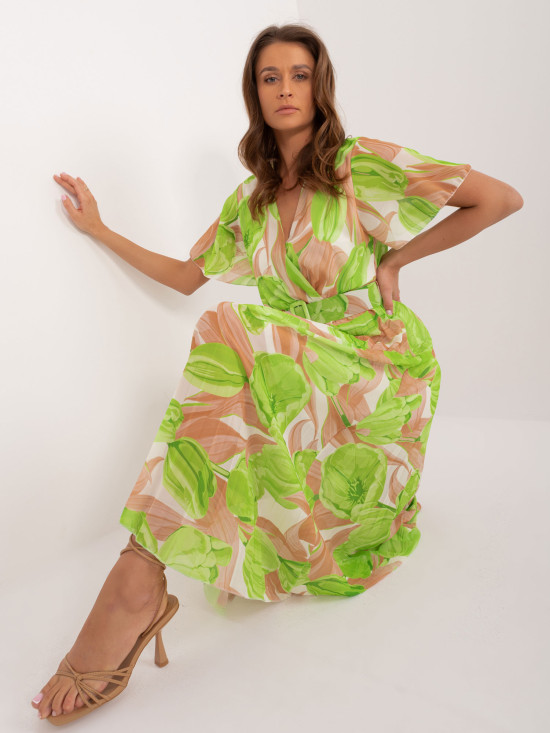 Floral Midi Dress in Light Green