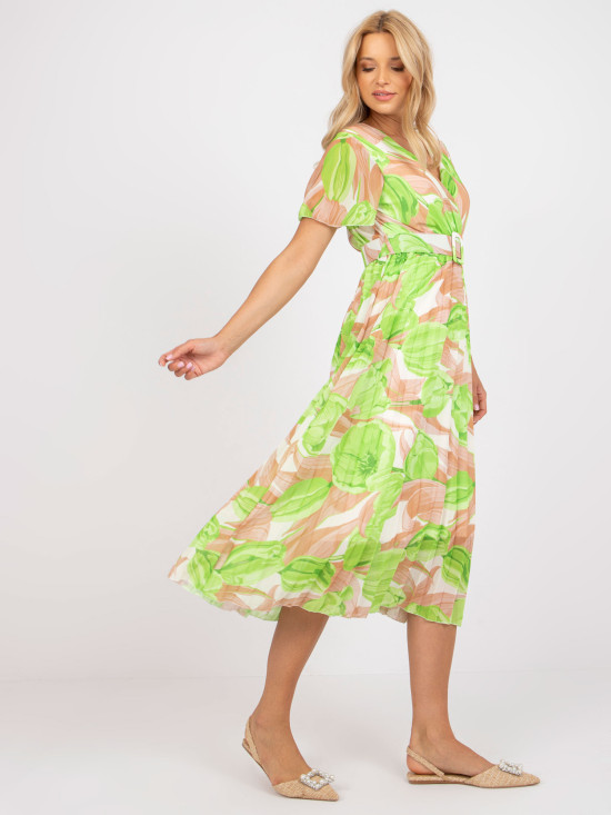 Floral Midi Dress in Light Green