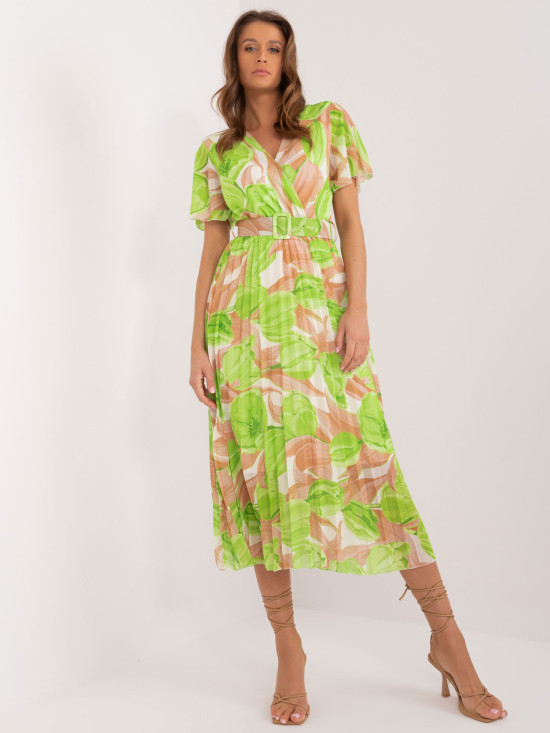 Floral Midi Dress in Light Green