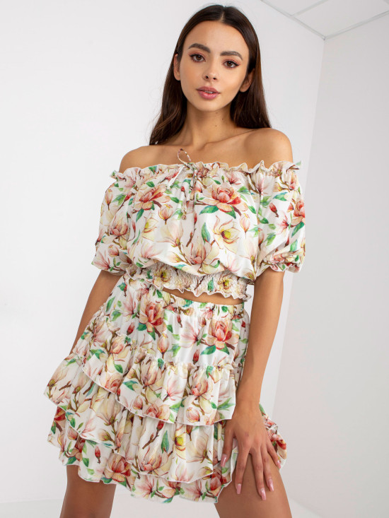 White-Red Floral Set