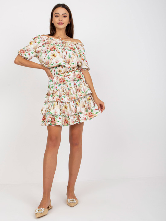 White-Red Floral Set