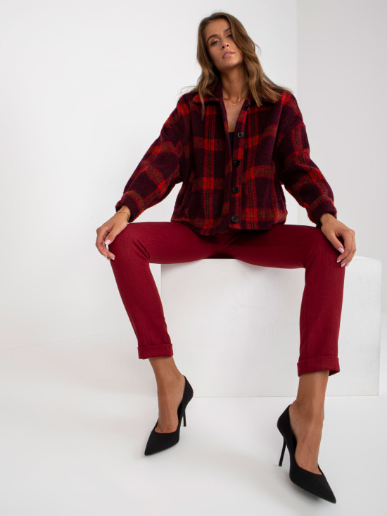 Burgundy Women's Checkered Shirt
