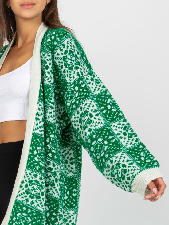 White-Green Women's Cardigan RUE PARIS