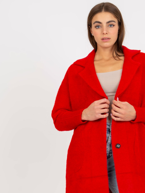 Red Women's Alpaca Coat with Pockets Eveline