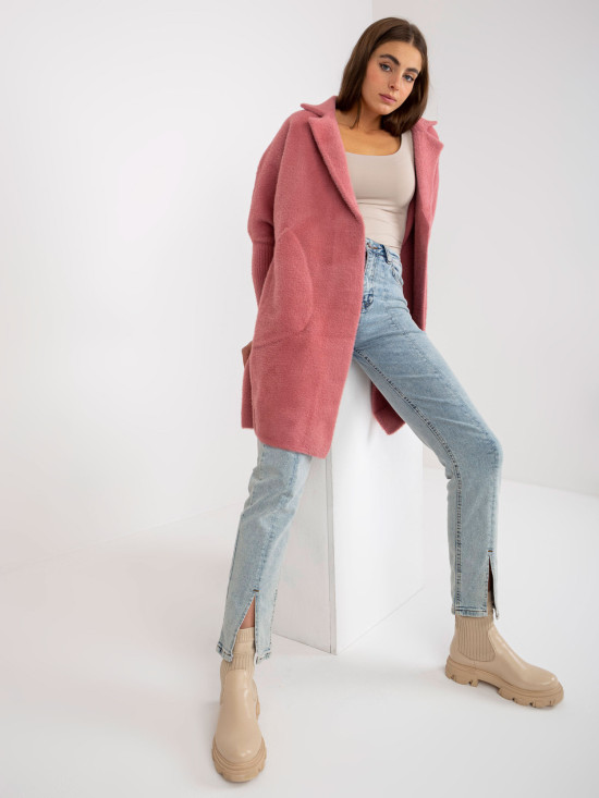 Pink Women's Alpaca Coat with Wool Eveline
