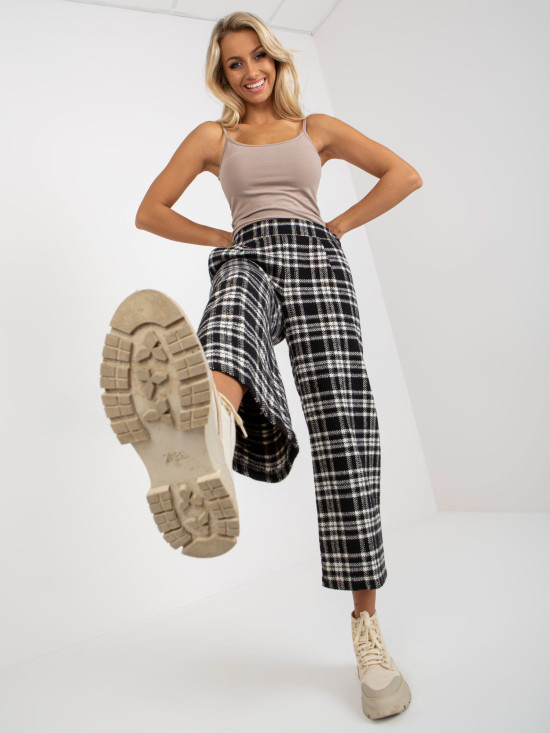 Black Women's Culottes with Checkered Pattern