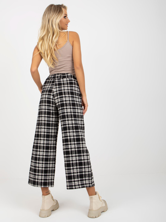 Black Women's Culottes with Checkered Pattern
