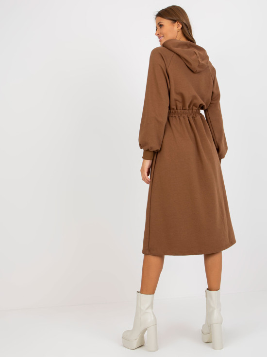 Brown Flared Hooded Dress