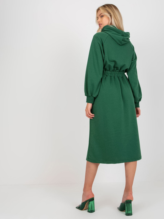 Dark Green Flared Hoodie Dress