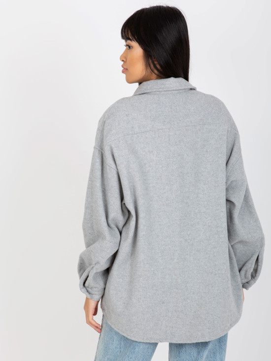 Gray Warm Women's Shirt with Pockets