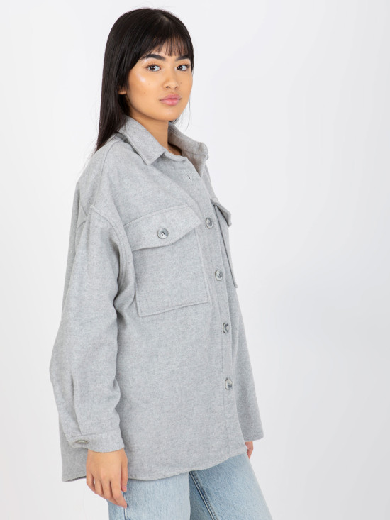 Gray Warm Women's Shirt with Pockets