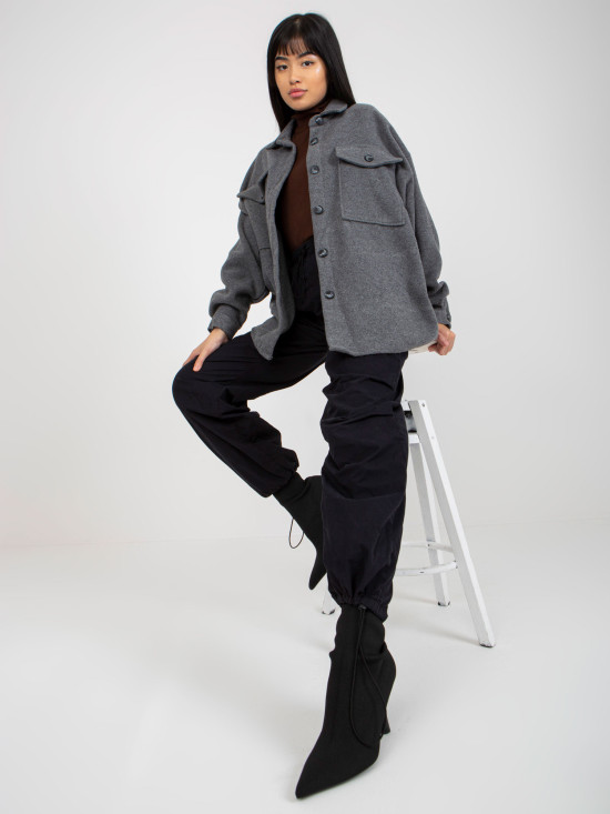 Dark Gray Warm Women's Shirt with Long Sleeves