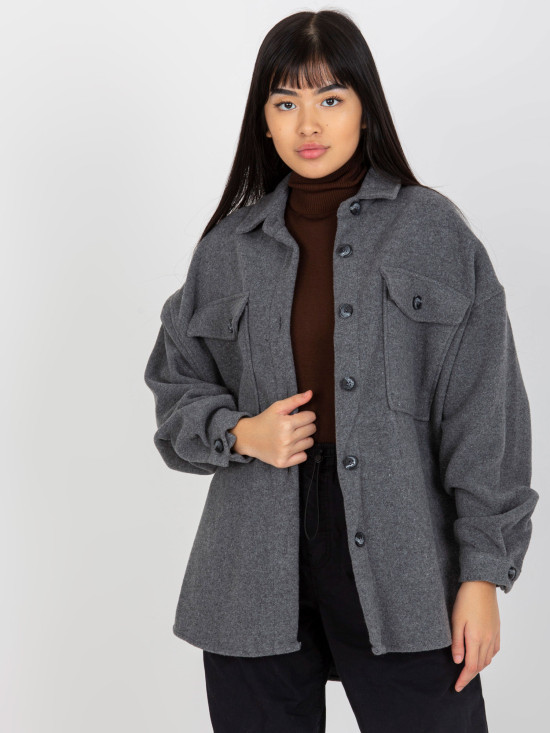 Dark Gray Warm Women's Shirt with Long Sleeves