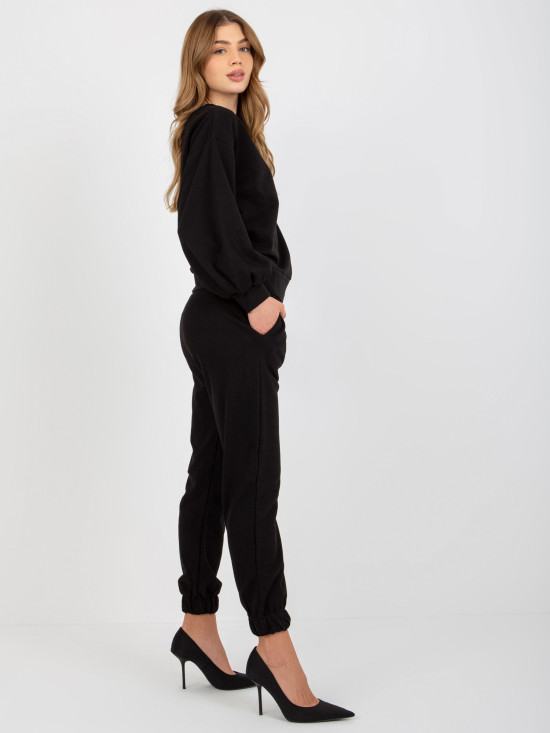 Black Casual Set with Open Back