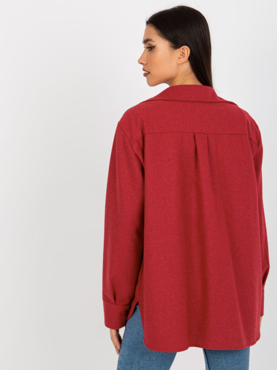 Women's Wool Shirt in Dark Pink