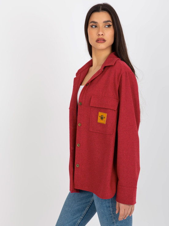 Women's Wool Shirt in Dark Pink