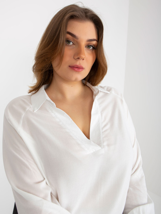 Ecru Plus Size Blouse with Collar