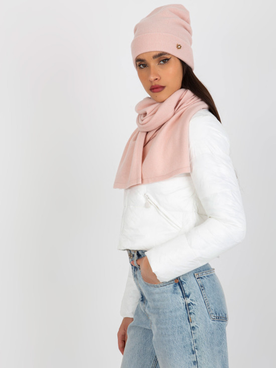 Light Pink Winter Set with Scarf and Beanie
