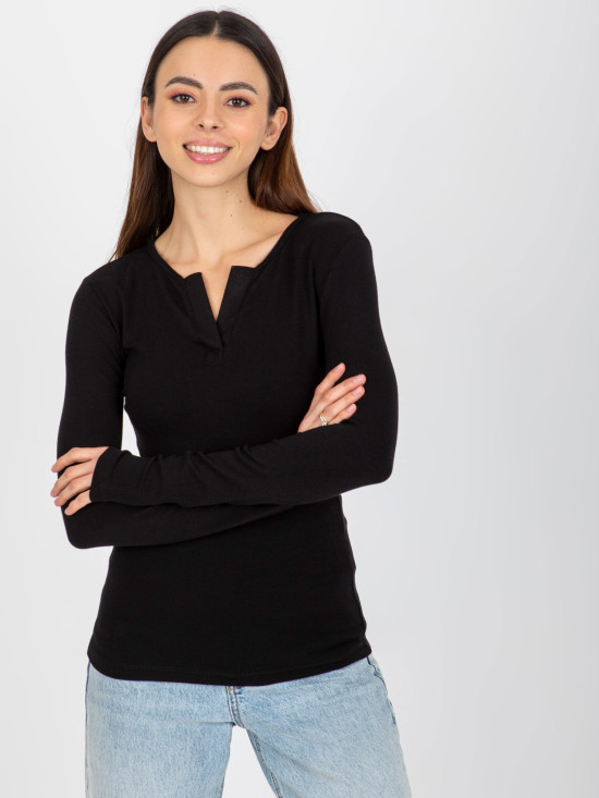 Black Blouse Made of Viscose for Everyday Wear