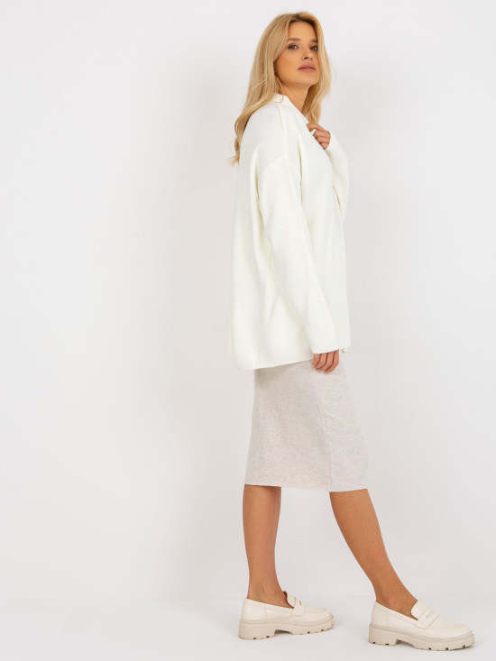 Ecru Long Oversize Sweater with Collar RUE PARIS