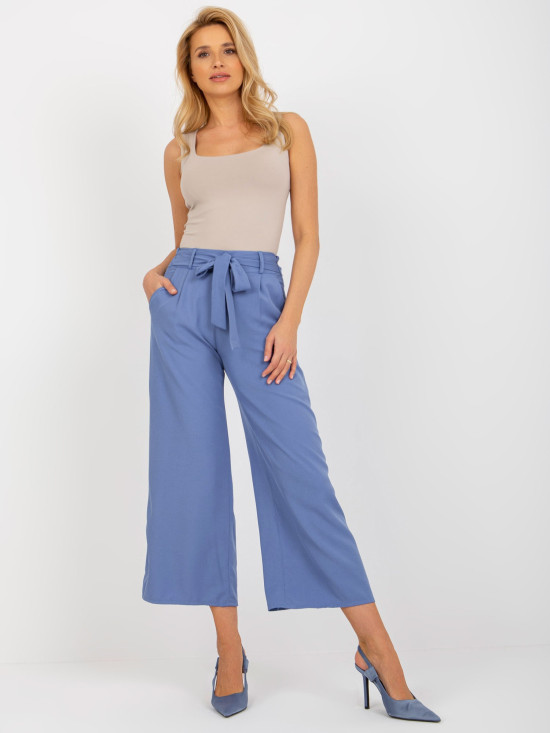 Dark Blue Material Culottes with Ties