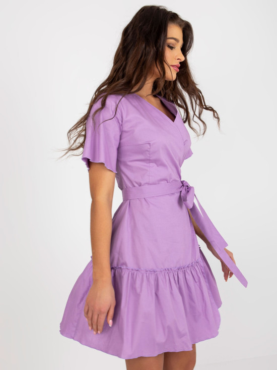 Light Purple Flared Dress with Ruffle