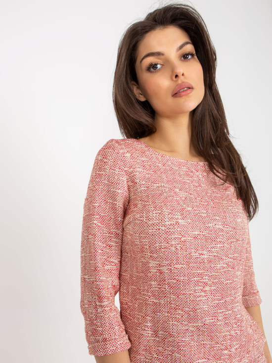 Elegant Red Blouse with 3/4 Sleeves