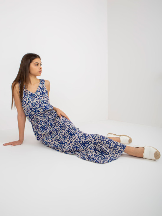 Dark Blue Midi Dress with Print FRESH MADE
