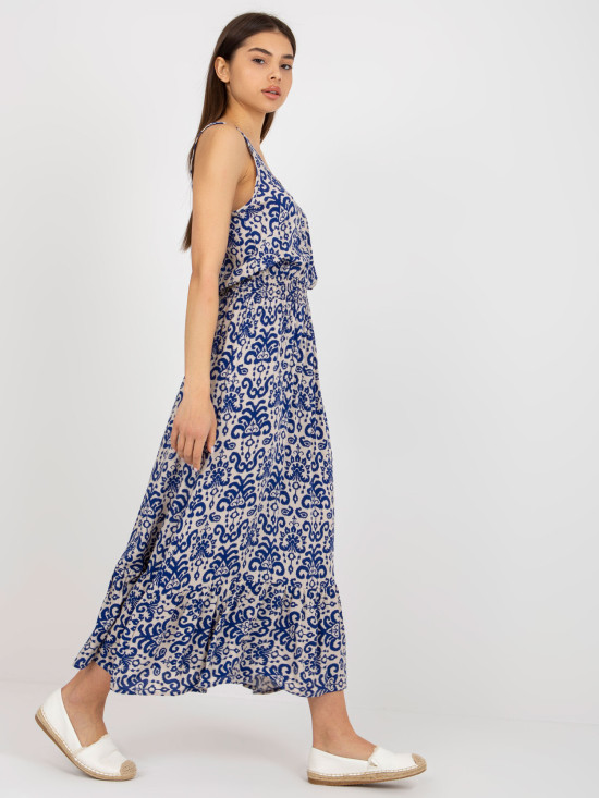 Dark Blue Midi Dress with Print FRESH MADE