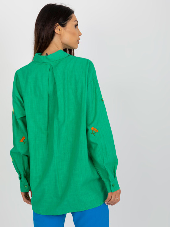 Green Oversize Shirt with Embroidery