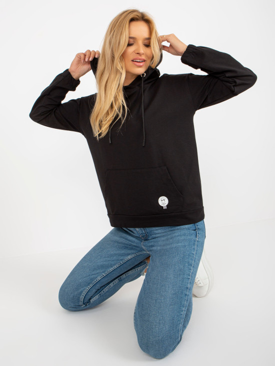Black Women's Hoodie Made of Cotton