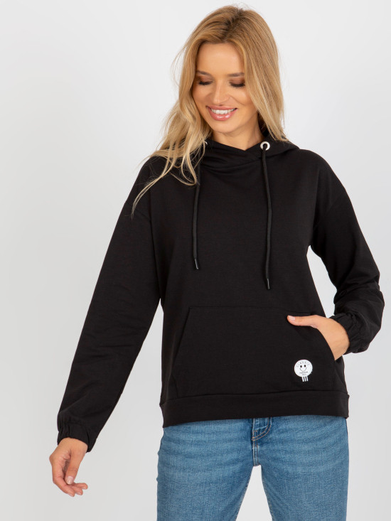 Black Women's Hoodie Made of Cotton