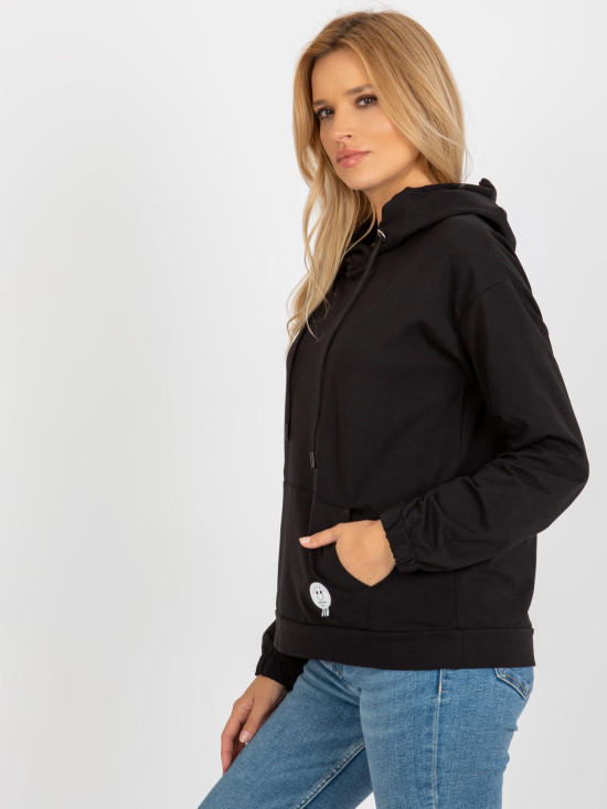 Black Women's Hoodie Made of Cotton