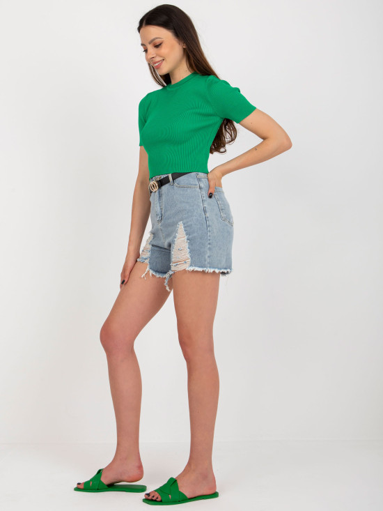 Blue Women's Denim Shorts with Belt
