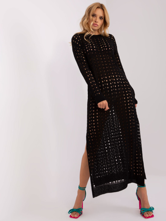 Black Beach Maxi Dress with Slits