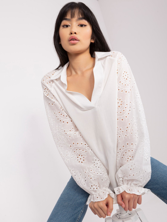 Ecru Women's Blouse with Collar