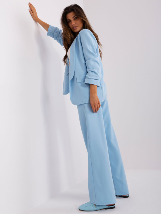 Light Blue Women's Blazer with 3/4 Sleeves