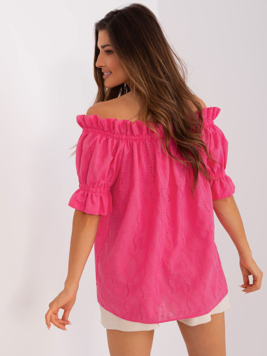 Dark Pink Blouse with Ajour Patterns