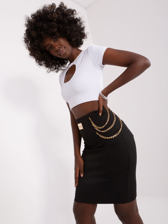 Black Fitted Knit Skirt