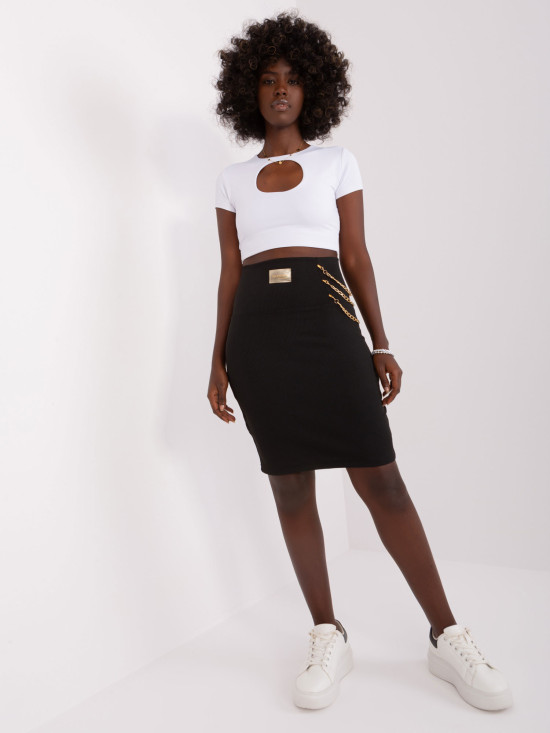 Black Fitted Knit Skirt