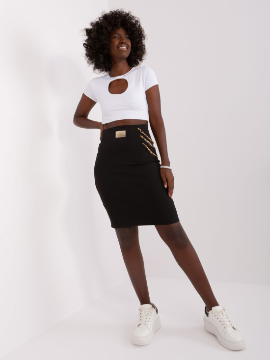 Black Fitted Knit Skirt