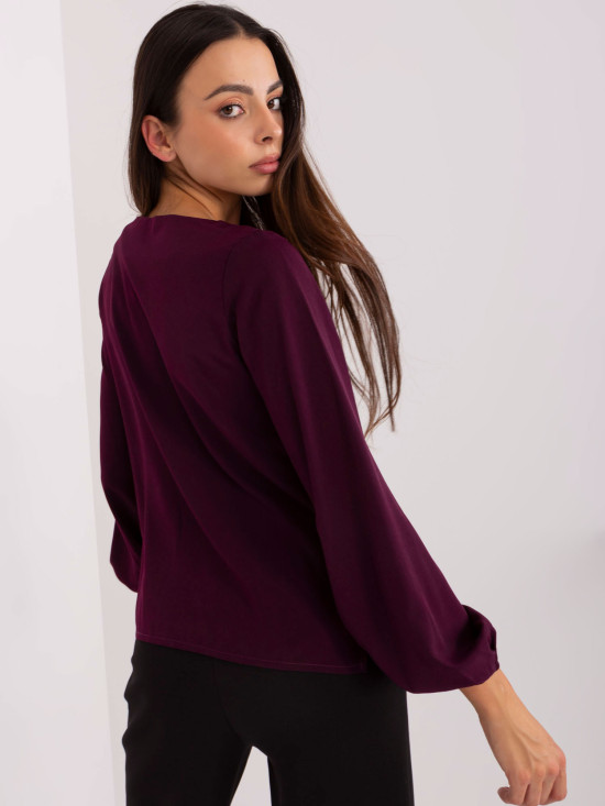 Elegant Dark Purple Blouse with Pearls