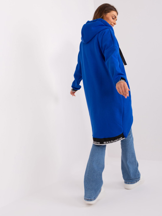 Cobalt Long Zip-Up Hoodie with Prints
